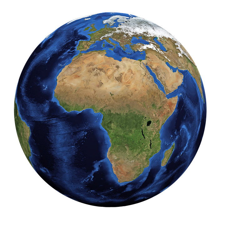 The globe (looking at africa)