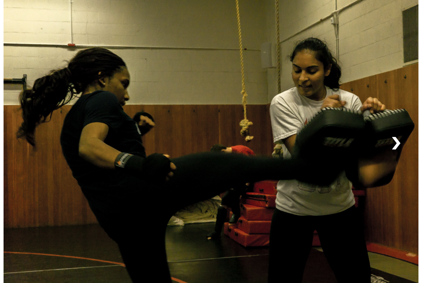 Student practicing kicking