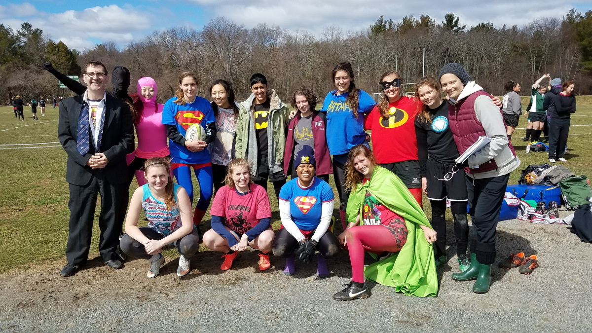 Team dressed up for game at Halloween